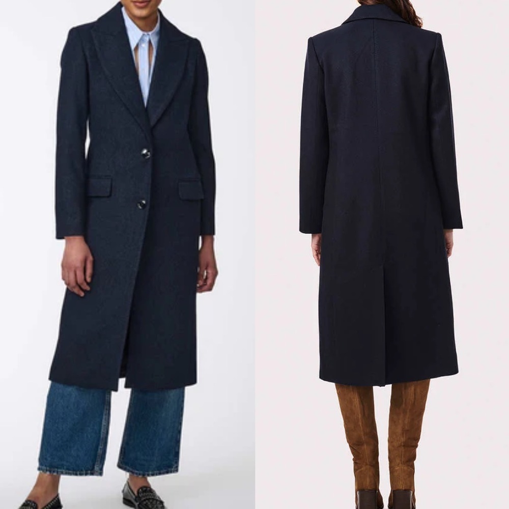 NWT BERNANDO LONG twill Navy Coat size small